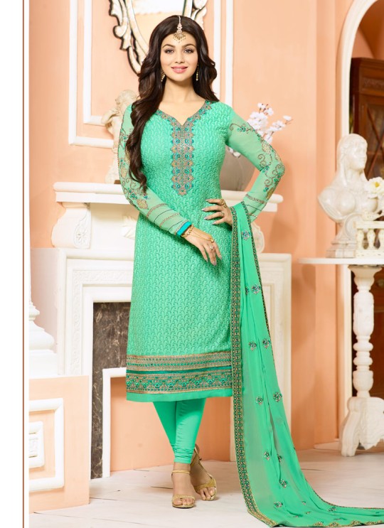 Green Georgette Churidar Suit SHEENAZ 802 By Glossy