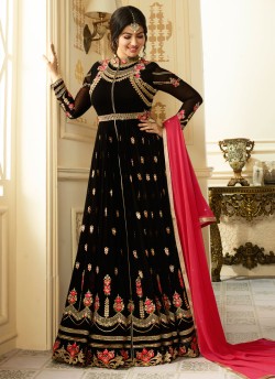 Black Georgette Floor Length Anarkali AYESHA SIMAR 9012 By Glossy