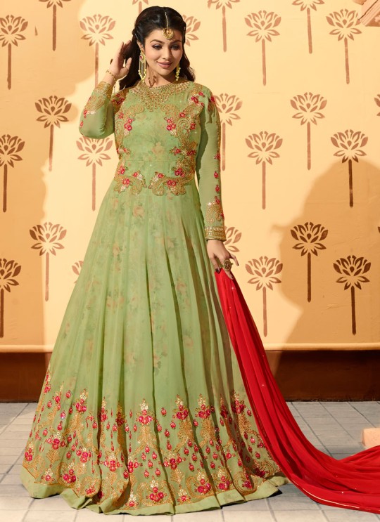 Green Georgette Floor Length Anarkali AYESHA Vol-2 9020 By Glossy