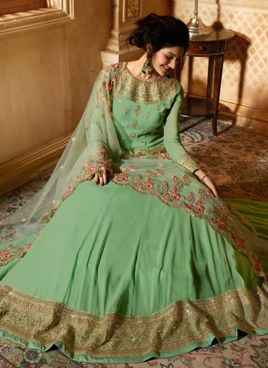 Green Georgette Floor Length Anarkali AMYRA 9088 By Glossy