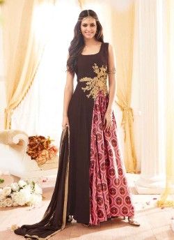 Brown Georgette Gown Style Anarkali Seep-2 3903 By Maisha