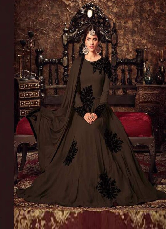 Coffee Georgette Floor Length Anarkali 4405 Series Colours 4405 Coffee Color By Maisha