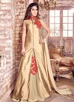 Beige Bhagalpuri Silk Floor Length Anarkali 4201 Series 4209 By Maisha