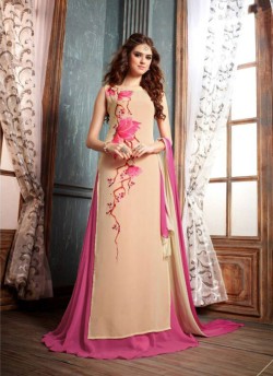 Beige Georgette Pakistani Salwar Kameez Lavish-2 3208 By Maisha