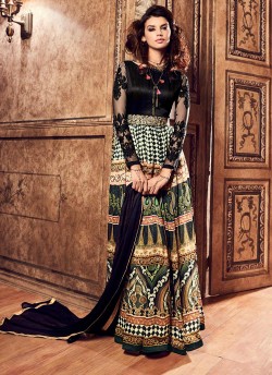 Multicolor Crape Gown Style Anarkali 3700 Series 3703 By Maisha