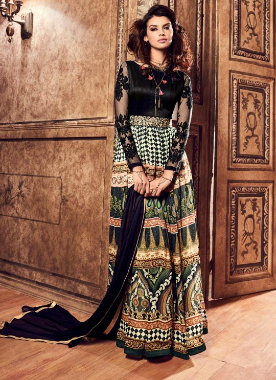 Multicolor Crape Gown Style Anarkali 3700 Series 3703 By Maisha Multicolor Crape Gown Style Anarkali 3700 Series 3703 By Maisha